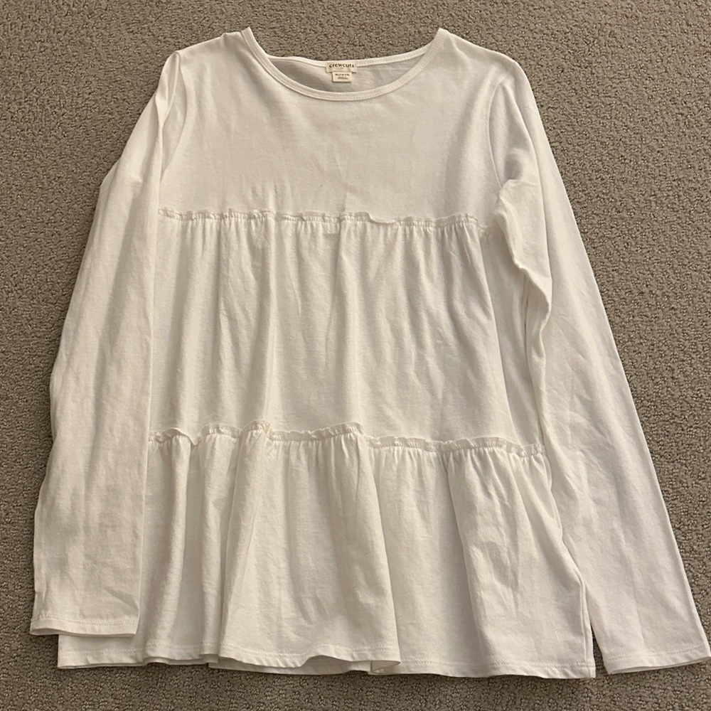 White Long Sleeve Tiered Top